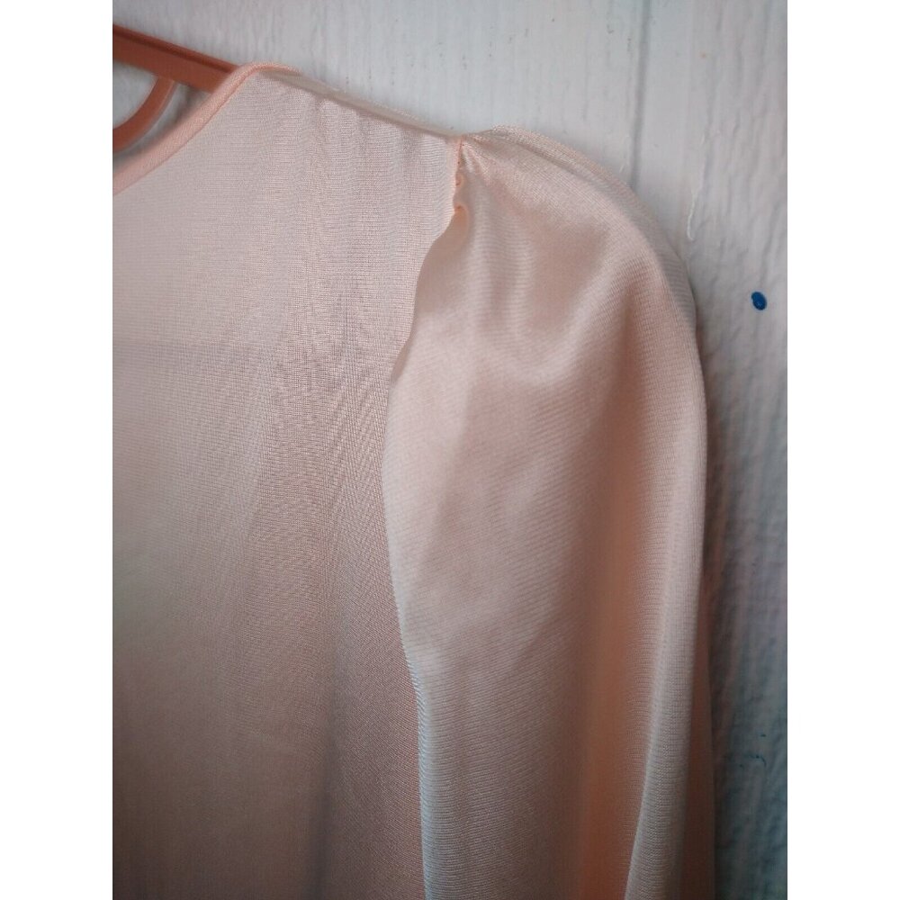 Vtg Vanity Fair Women's M Long Sleeve Robe Pink Satiny Button Front Antron Nylon - Picture 7 of 12